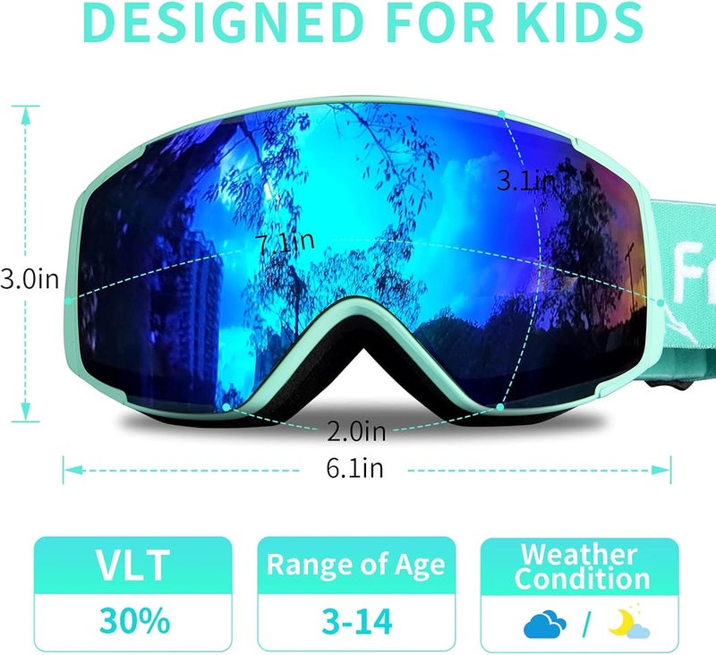 Freela Kids Ski Snowboard Goggles for Toddler(3-14) Youth Anti Fog Anti UV Goggles Girls Boys Snow Skiing Equipment - Image 4